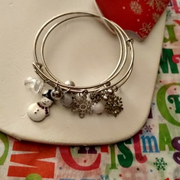 3pc SET KOHL'S Holiday Winter Jingle Bell/Snowflake/Snowman Charm Bracelets**NEW - Picture 3 of 4